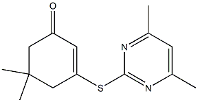 3-[(4,6-dimethylpyrimidin-2-yl)thio]-5,5-dimethylcyclohex-2-en-1-one Struktur