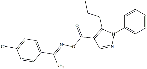 O1-[(1-phenyl-5-propyl-1H-pyrazol-4-yl)carbonyl]-4-chlorobenzene-1-carbohydroximamide Struktur