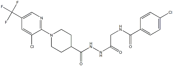 4-chloro-N-{2-[2-({1-[3-chloro-5-(trifluoromethyl)-2-pyridinyl]-4-piperidinyl}carbonyl)hydrazino]-2-oxoethyl}benzenecarboxamide Struktur