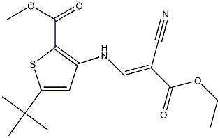 methyl 5-(tert-butyl)-3-[(2-cyano-3-ethoxy-3-oxoprop-1-enyl)amino]thiophene-2-carboxylate Struktur