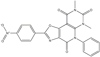 6,8-dimethyl-2-(4-nitrophenyl)-5-phenyl-4,5,6,7,8,9-hexahydropyrimido[5',4':5,6]pyrido[3,4-d][1,3]oxazole-4,7,9-trione Struktur