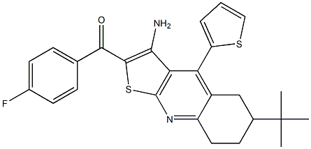 [3-amino-6-(tert-butyl)-4-(2-thienyl)-5,6,7,8-tetrahydrothieno[2,3-b]quinolin-2-yl](4-fluorophenyl)methanone Struktur