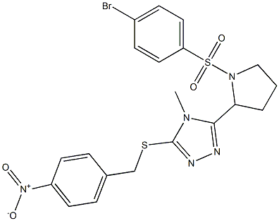 3-{1-[(4-bromophenyl)sulfonyl]-2-pyrrolidinyl}-4-methyl-5-[(4-nitrobenzyl)sulfanyl]-4H-1,2,4-triazole Struktur