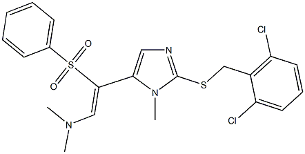 2-{2-[(2,6-dichlorobenzyl)sulfanyl]-1-methyl-1H-imidazol-5-yl}-N,N-dimethyl-2-(phenylsulfonyl)-1-ethylenamine Struktur