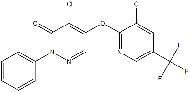 4-chloro-5-{[3-chloro-5-(trifluoromethyl)-2-pyridyl]oxy}-2-phenyl-2,3-dihydropyridazin-3-one Struktur