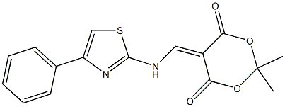 2,2-dimethyl-5-{[(4-phenyl-1,3-thiazol-2-yl)amino]methylene}-1,3-dioxane-4,6-dione Struktur