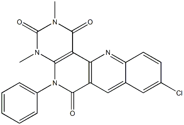 9-chloro-2,4-dimethyl-5-phenyl-1,2,3,4,5,6-hexahydrobenzo[b]pyrimido[4,5-h][1,6]naphthyridine-1,3,6-trione Struktur