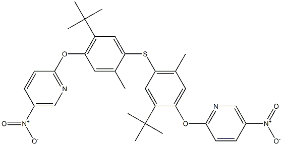 2-[2-(tert-butyl)-4-({5-(tert-butyl)-2-methyl-4-[(5-nitro-2-pyridyl)oxy]phenyl}thio)-5-methylphenoxy]-5-nitropyridine Struktur