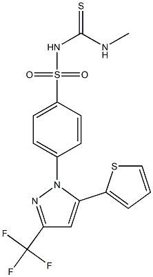 1-[4-({[(methylamino)carbothioyl]amino}sulfonyl)phenyl]-5-(2-thienyl)-3-(tr ifluoromethyl)-1H-pyrazole Struktur