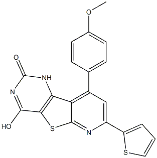 4-hydroxy-9-(4-methoxyphenyl)-7-(2-thienyl)pyrido[3',2':4,5]thieno[3,2-d]pyrimidin-2(1H)-one Struktur