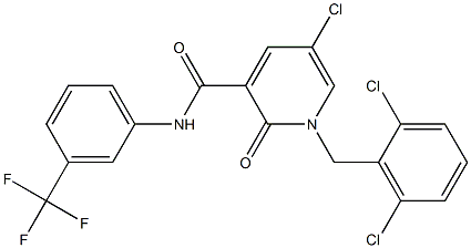 5-chloro-1-(2,6-dichlorobenzyl)-2-oxo-N-[3-(trifluoromethyl)phenyl]-1,2-dihydro-3-pyridinecarboxamide Struktur