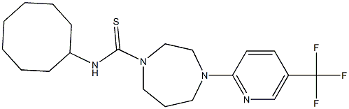 N1-cyclooctyl-4-[5-(trifluoromethyl)-2-pyridyl]-1,4-diazepane-1-carbothioamide Struktur