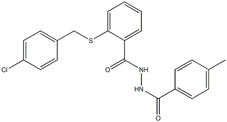 2-[(4-chlorobenzyl)sulfanyl]-N'-(4-methylbenzoyl)benzenecarbohydrazide Struktur