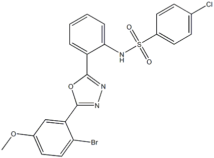 N1-{2-[5-(2-bromo-5-methoxyphenyl)-1,3,4-oxadiazol-2-yl]phenyl}-4-chlorobenzene-1-sulfonamide Struktur