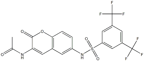 N1-[6-({[3,5-di(trifluoromethyl)phenyl]sulfonyl}amino)-2-oxo-2H-chromen-3-yl]acetamide Struktur