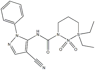 N-(4-cyano-1-phenyl-1H-pyrazol-5-yl)-3,3-diethyl-2,2-dioxo-2lambda~6~-diazathiane-1-carboxamide Struktur