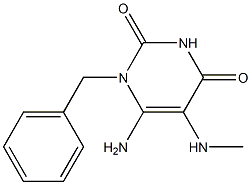 6-amino-1-benzyl-5-(methylamino)-1,2,3,4-tetrahydropyrimidine-2,4-dione Struktur