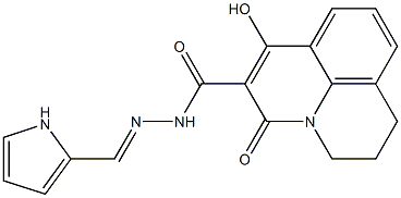 7-hydroxy-5-oxo-N'-[(E)-1H-pyrrol-2-ylmethylidene]-2,3-dihydro-1H,5H-pyrido[3,2,1-ij]quinoline-6-carbohydrazide Struktur