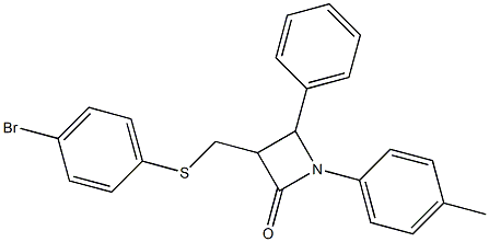 3-{[(4-bromophenyl)sulfanyl]methyl}-1-(4-methylphenyl)-4-phenyl-2-azetanone Struktur