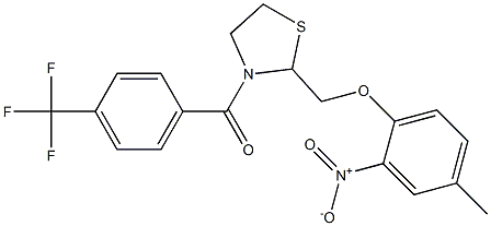 {2-[(4-methyl-2-nitrophenoxy)methyl]-1,3-thiazolan-3-yl}[4-(trifluoromethyl)phenyl]methanone Struktur