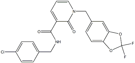 N-(4-chlorobenzyl)-1-[(2,2-difluoro-1,3-benzodioxol-5-yl)methyl]-2-oxo-1,2-dihydro-3-pyridinecarboxamide Struktur