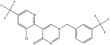 5-[3-chloro-5-(trifluoromethyl)-2-pyridinyl]-1-[3-(trifluoromethyl)benzyl]-4(1H)-pyrimidinone Struktur