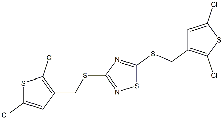 3,5-di{[(2,5-dichloro-3-thienyl)methyl]thio}-1,2,4-thiadiazole Struktur