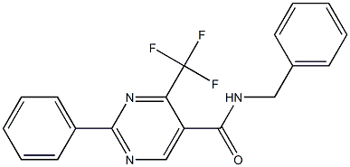 N-benzyl-2-phenyl-4-(trifluoromethyl)-5-pyrimidinecarboxamide Struktur