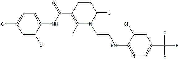 1-(2-{[3-chloro-5-(trifluoromethyl)-2-pyridinyl]amino}ethyl)-N-(2,4-dichlorophenyl)-2-methyl-6-oxo-1,4,5,6-tetrahydro-3-pyridinecarboxamide Struktur