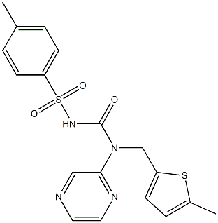 2-{({[(4-methylphenyl)sulfonyl]amino}carbonyl)[(5-methyl-2-thienyl)methyl]amino}pyrazine Struktur