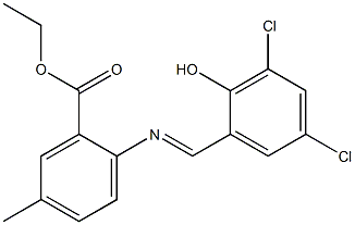 ethyl 2-[(3,5-dichloro-2-hydroxybenzylidene)amino]-5-methylbenzoate Struktur