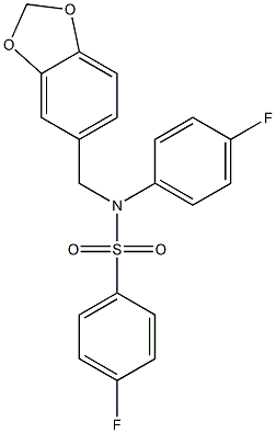 N1-(1,3-benzodioxol-5-ylmethyl)-N1-(4-fluorophenyl)-4-fluorobenzene-1-sulfonamide Struktur