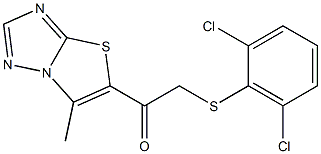 2-[(2,6-dichlorophenyl)sulfanyl]-1-(6-methyl[1,3]thiazolo[3,2-b][1,2,4]triazol-5-yl)-1-ethanone Struktur