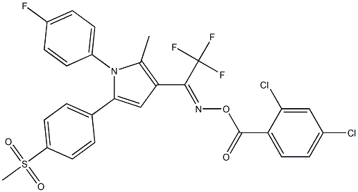 N-[(2,4-dichlorobenzoyl)oxy]-N-((Z)-2,2,2-trifluoro-1-{1-(4-fluorophenyl)-2-methyl-5-[4-(methylsulfonyl)phenyl]-1H-pyrrol-3-yl}ethylidene)amine Struktur