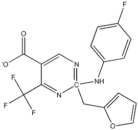 2-furylmethyl 2-(4-fluoroanilino)-4-(trifluoromethyl)pyrimidine-5-carboxylate Struktur