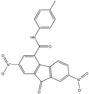 N4-(4-methylphenyl)-2,7-dinitro-9-oxo-9H-fluorene-4-carboxamide Struktur