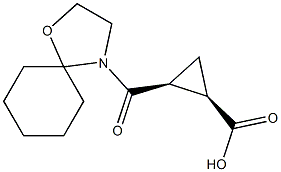 (1R,2S)-2-(1-oxa-4-azaspiro[4.5]dec-4-ylcarbonyl)cyclopropanecarboxylic acid Struktur