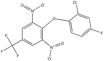 2-(2-chloro-4-fluorophenoxy)-1,3-dinitro-5-(trifluoromethyl)benzene Struktur