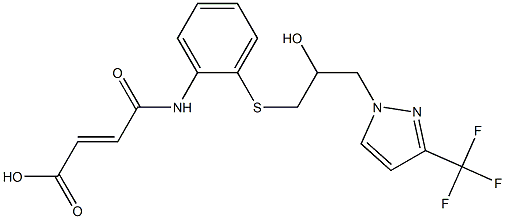 4-[2-({2-hydroxy-3-[3-(trifluoromethyl)-1H-pyrazol-1-yl]propyl}thio)anilino]-4-oxobut-2-enoic acid Struktur