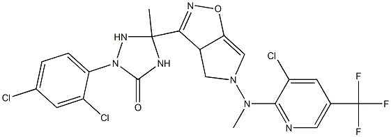 5-[[3-chloro-5-(trifluoromethyl)-2-pyridinyl](methyl)amino]-3-[1-(2,4-dichlorophenyl)-3-methyl-5-oxo-1,2,4-triazolan-3-yl]-3aH-pyrrolo[3,4-d]isoxazole Struktur