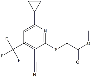 methyl 2-{[3-cyano-6-cyclopropyl-4-(trifluoromethyl)-2-pyridinyl]sulfanyl}acetate Struktur