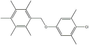 1-[(4-chloro-3,5-dimethylphenoxy)methyl]-2,3,4,5,6-pentamethylbenzene Struktur