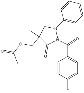 [2-(4-fluorobenzoyl)-4-methyl-3-oxo-1-phenyltetrahydro-1H-pyrazol-4-yl]methyl acetate Struktur