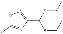 ethyl (ethylsulfanyl)(5-methyl-1,2,4-oxadiazol-3-yl)methyl sulfide Struktur