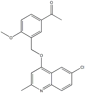 1-(3-{[(6-chloro-2-methyl-4-quinolyl)oxy]methyl}-4-methoxyphenyl)ethan-1-one Struktur