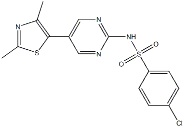 N1-[5-(2,4-dimethyl-1,3-thiazol-5-yl)pyrimidin-2-yl]-4-chlorobenzene-1-sulfonamide Struktur