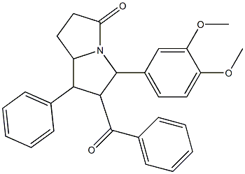 6-benzoyl-5-(3,4-dimethoxyphenyl)-7-phenylhexahydro-3H-pyrrolizin-3-one Struktur