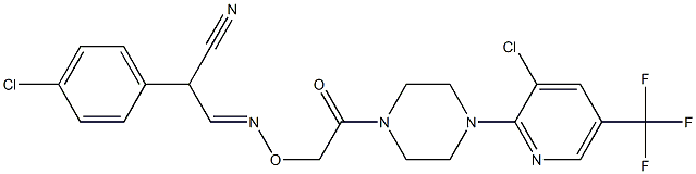 2-(4-chlorophenyl)-3-[(2-{4-[3-chloro-5-(trifluoromethyl)-2-pyridinyl]piperazino}-2-oxoethoxy)imino]propanenitrile Struktur