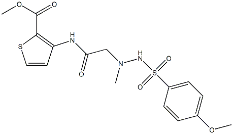 methyl 3-[(2-{2-[(4-methoxyphenyl)sulfonyl]-1-methylhydrazino}acetyl)amino]-2-thiophenecarboxylate Struktur