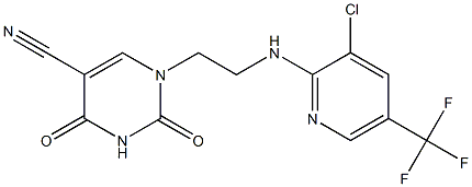 1-(2-{[3-chloro-5-(trifluoromethyl)-2-pyridinyl]amino}ethyl)-2,4-dioxo-1,2,3,4-tetrahydro-5-pyrimidinecarbonitrile Struktur